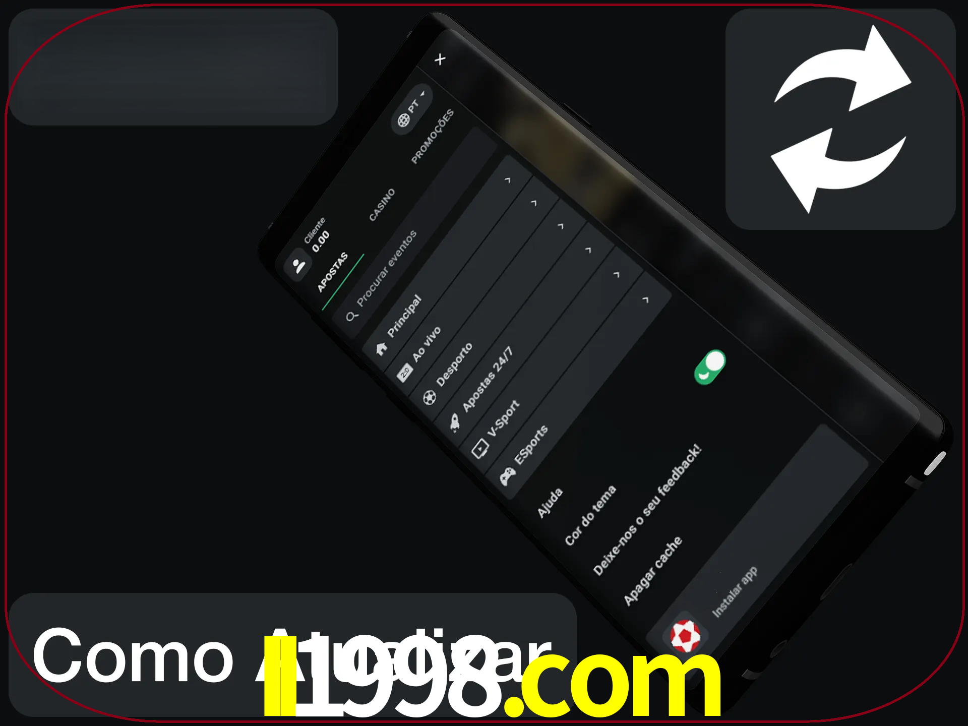 O aplicativo é atualizado automaticamente quando você faz o login.
