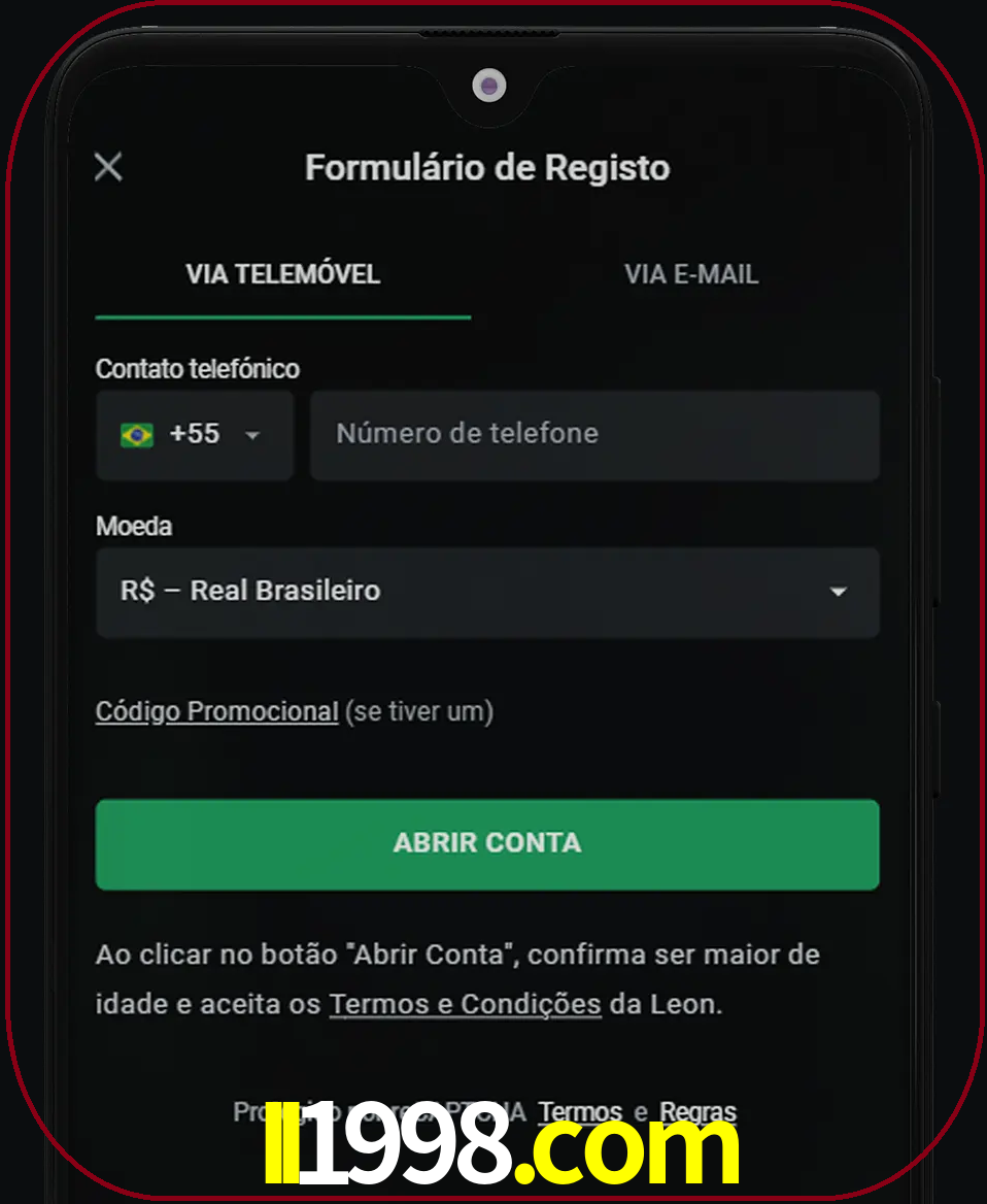 Abra o aplicativo e inicie o processo de registro.