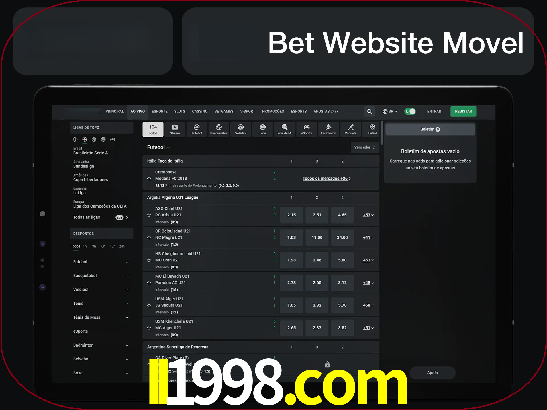 Use nosso website em qualquer dispositivo.